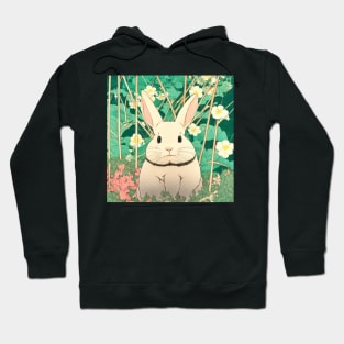 Flower Journey with the Cottagecore White American Fuzzy Lop Rabbit Hoodie